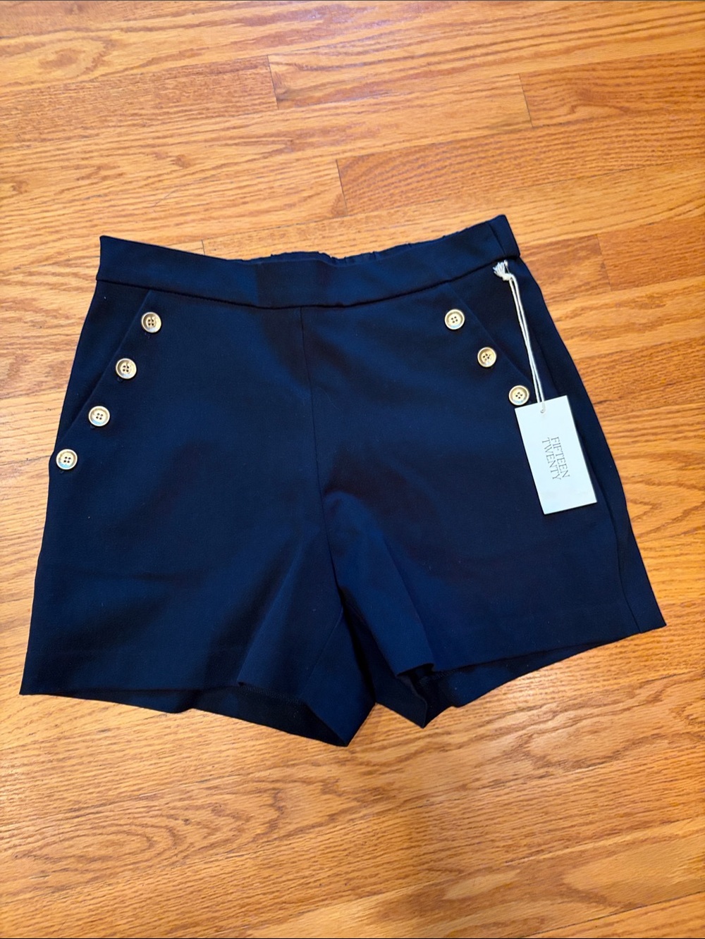 Fifteen Twenty Navy High-Waist Button-Front Shorts